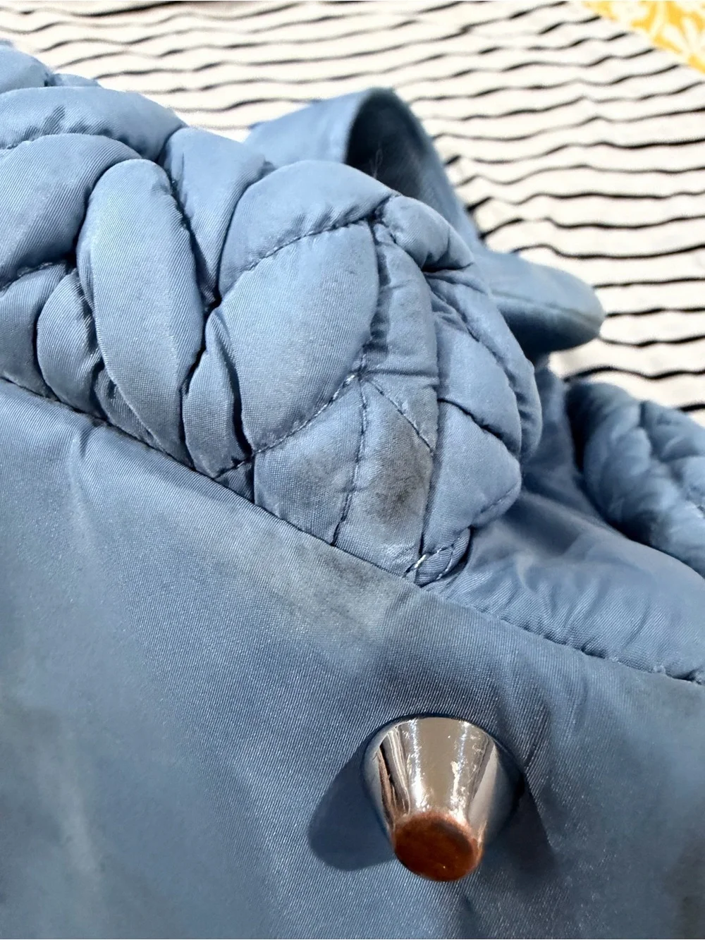 Stylish Slate Blue Quilted & Knit-Texture Baby Bag Backpack HAPP